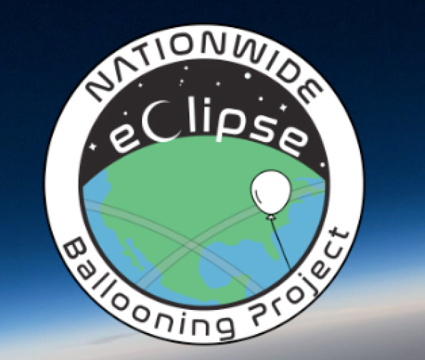 Nationwide Eclipse Ballooning Project logo; circle logo of an earth with a white balloon in the right corner with Nationwide eClipse Ballooning Project written around it