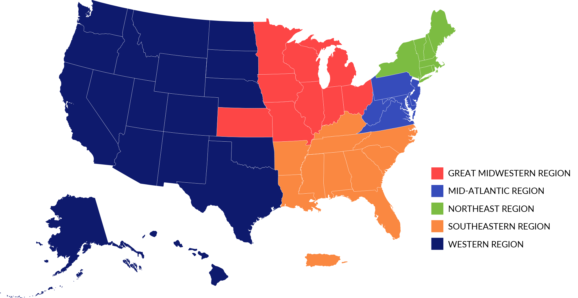 US Map with regions